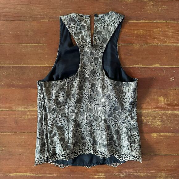 VTG 90s BEBE Black Mesh Gold Floral Lace Corset Cami Whimsigoth Fairy Tank Top S - Picture 6 of 13